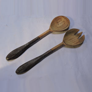 Serveur à salade en bois multicolore pour la vente en gros Cuillère et fourchette à salade personnalisée en usine Grand serveur de mélange pour fruits - Product Image 6