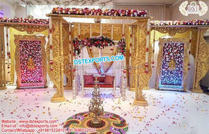 Mandap en bois à trois poteaux pour mariage gujarati, magnifique mandap en bois à trois poteaux pour mariage, mandap en bois à trois poteaux pour mariage de designer, Royaume-Uni - Product Image 2