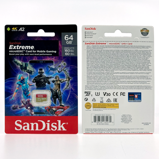 SDSQXA2-064G for Extreme V30 A1 U3 4K R160/W90 TF Card Plastic