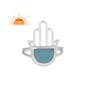 Hamas แหวนเงินแท้ดีไซน์จากธรรมชาติ,แหวนพลอยโมราสีฟ้าผู้จัดจำหน่ายเครื่องประดับ - Product Image 1