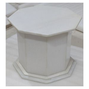 ทำด้วยมือบริสุทธิ์สีขาวหินอ่อนฐานโต๊ะหินสีขาวยืน - Product Image 1