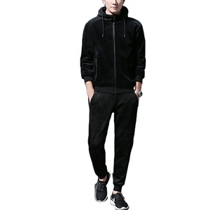 Conjunto Deportivo Informal de Terciopelo para Hombre, Traje de Chándal Liso con Cuello Alto y Ribete de Poliéster - Product Image 2