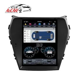 Aucar Radio Mobil 10.4 Inci Gaya Vertikal Android 9, DVD GPS, Multimedia Mobil Video Stereo untuk Hyundai IX45 Santa Fe 2013-2017