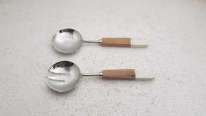 ชุด18/8เซิร์ฟเวอร์สลัดดีไซน์สร้างสรรค์ทำจากสแตนเลสพร้อมที่จับเรซินสำหรับบ้านโรงแรมร้านอาหารอุปกรณ์เสิร์ฟสลัดและเครื่องมือผสม - Product Image 2