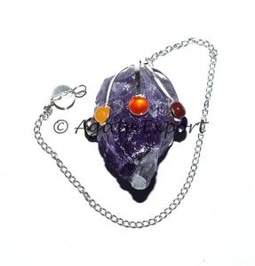 De alta calidad de amatista bruto Chakra péndulo - Product Image 1