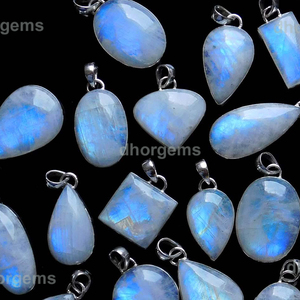 จี้มูนสโตนสีเงิน925ชั่วร้ายสีรุ้งมูนสโตนอัญมณีเมดูซ่าความสูง40มม. - Product Image 6