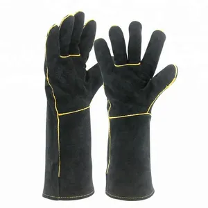 Guantes de soldadura de 15 pulgadas resistentes al calor, palo de cuero forrado MIG TIG BBQ, talla única, con impresión personalizada y colores - Product Image 1