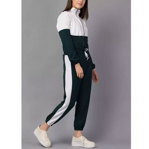 Traje de camiseta de sudor de Terry francés para mujer, pantalones cortos a juego de 2 piezas, chándal reflectante a rayas con cremallera, chándal para trotar - Product Image 3