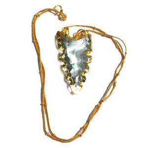 Mayorista de collar de punta de flecha de borde dentado de vidrio aguamarina ligero - Product Image 1