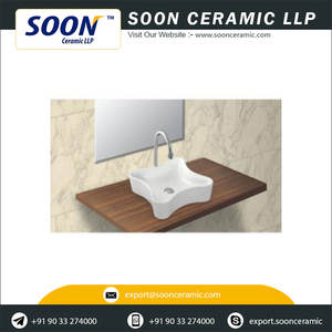 Lavabo de mesa redondo, ahorra espacio en el baño, ropa sanitaria de cerámica de la India - Product Image 4