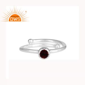 ธรรมชาติพลอยโกเมนงานแต่งงานผู้ผลิตแหวนเงินแท้925แหวนปรับเครื่องประดับทำด้วยมือที่ดีผู้ผลิต - Product Image 1