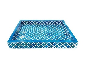 Plateau de service à Dessert en bois d'acacia rond, 1 pièce, cadeau du Ramadan Eid, incrustation pour chocolat, plateau à Dessert avec des perles - Product Image 2