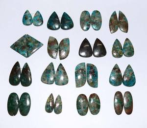 พลอยคู่ Chrysocolla Cabochon,พลอยแท้ฟรีไซส์สำหรับทำเครื่องประดับ DIY - Product Image 4