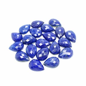Cabujón facetado de lapislázuli natural, 25x18 MM, piedra preciosa cortada en Pera, par de colores azules - Product Image 1