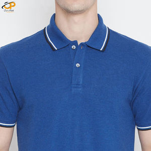 Polo azul con logotipo bordado personalizado para hombre, Camiseta lisa de manga corta con estampado 3D de manga larga para golf, camiseta en blanco - Product Image 6