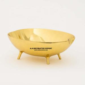 Bol en aluminium plaqué or avec base à pied Bols à salade et fruits pour restaurant Vaisselle de mariage Centre de table Bol à collation - Product Image 2