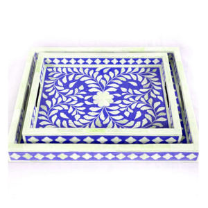 Tamaño personalizado Axiom Home Acentos Decoración de la cocina Bandeja Rectangular Incrustaciones de resina Bandeja Diseño floral Bandeja para servir comida Incrustaciones de hueso - Product Image 4