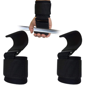 Custom <b>Wrist</b> Wraps Padded <b>Power</b> Weight Lifting Hooks Training Gym Grips Strap - Product Image 1