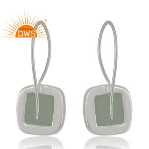 Natural Aqua Chalcedony Gemstone Drop Woman's Earrings New Design <b>Solid</b> 925 Sterling <b>Silver</b> Hook Earring Fine Jewelry - Product Image 3