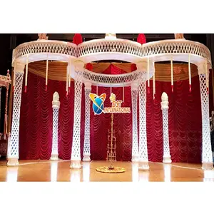 Diamante Mandap del Sur boda deslumbrante redonda de cristal de la boda Mandap del sur de Asia de cristal blanco boda Organizacion de conjunto