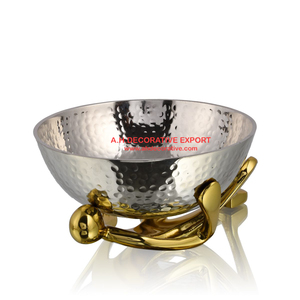 Tazón de fruta seca cromado Chapado en plata de aluminio, soporte de hoja dorada para mesa central, proveedor de cuencos de dulces personalizados - Product Image 3