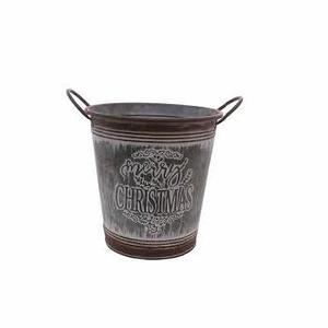 Design classique noël imprimé fleur seau ensemble poignée en fer à la main noël seau Pots enduit de poudre pour jardin - Product Image 3