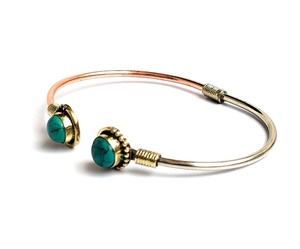 Directo de fábrica Cooper & Silver Stone Fashion Cuff Bracelet Pulseras de piedra turquesa - Product Image 3