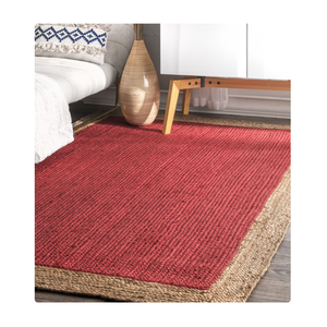 Grand tapis moderne en laine et jute Nouveau design Impression de bordure abstraite simple Décoration de porte touffetée douce pour la maison Cuisine Salon - Product Image 1