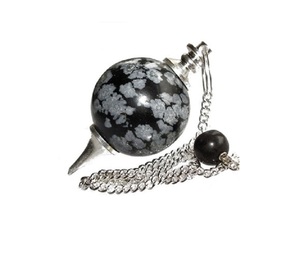 Bola de cristal curativa Reiki de estilo Feng Shui, Péndulo, Natural copo de nieve, obsidiana, piedra preciosa pulida, Bola de radiestesia, decoración del hogar - Product Image 1