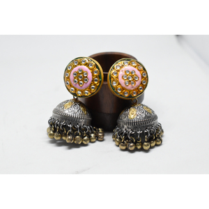 Meenakari ห่วงหินทองเหลือง,ตุ้มหูแฟชั่นล่าสุดปี2021สำหรับเด็กหญิงและสตรี - Product Image 1