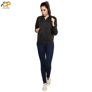 2022 personnalisé conçu femmes fermeture éclair sweats à capuche haute qualité tricoté tissu léger imprimé Techniques Long hiver XS avant - Product Image 4