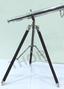 Maritime Brass Telescope Chrome Finish Adjustable Telescope with Wooden Stand Office Decor - Product Image 2