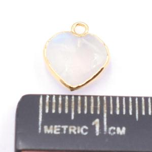 Rainbow <b>Moonstone</b> 11-13mm Heart Shape Pendant Brass Gold Plated Jewelry Findings with Bail For Jewellery Making - Product Image 3