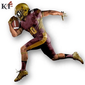 Uniforme de football américain personnalisé pour hommes, imprimé par sublimation bordeaux et or, polyester respirant, coutures invisibles, vêtements d'entraînement pour adultes - Product Image 5