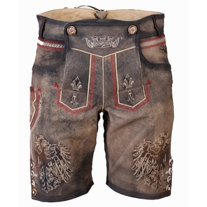 กางเกงขาสั้นสไตล์เยอรมันวินเทจ | กางเกงหนังสีน้ำตาลโบราณสำหรับ Oktoberfest | ผู้ชายบาวาเรียใส่ - Product Image 1