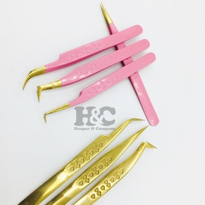 Pinzas de oro personalizadas pinzas de pestañas en forma de corazón de visón oferta de logotipo de acero inoxidable para pinzas de extensiones de pestañas postizas - Product Image 3
