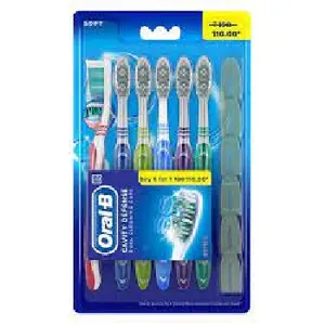 Cavity Defense Manual Toothbrush Pack of 6S with Best Price with Unique Cup Shaped Soft Bristles