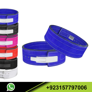 Cinturón de levantamiento de pesas para hombre y mujer, correa de cuero grueso azul para Fitness, con hebilla de palanca - Product Image 4