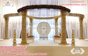 Magnifique mariage en fibre papillon Mandap Look chic mariage indien Mandap magnifique or fibre sculpté meilleur mariage Mandap vente Royaume-Uni - Product Image 2