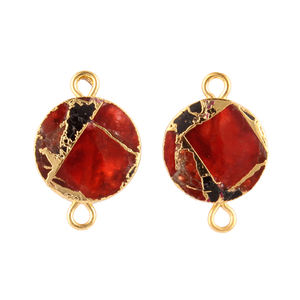 Offre Spéciale bijoux mojave rouge cuivre turquoise connecteur forme ronde or électrolytique connecteur double boucle connecteur - Product Image 1