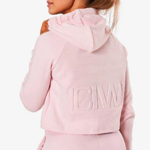 Sudadera con capucha recortada de talla grande para mujer, camiseta sin mangas con decoración bordada corta de verano con estampado informal de alta calidad, venta al por mayor - Product Image 3