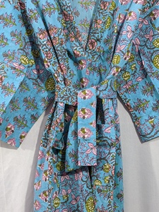 Bata Kimono Holgada 100% Algodón con Estampado Floral, Estilo Urbano, Cintura Natural, Decorada con Cinturón, para la Temporada de Primavera - Product Image 6