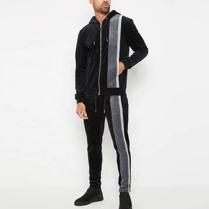 Conjunto Deportivo Informal de Terciopelo para Hombre, Traje de Chándal Liso con Cuello Alto y Ribete de Poliéster - Product Image 6
