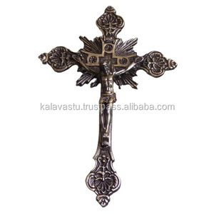 Crucifijo de Metal Blanco, Cruz Religiosa con Acabado Plateado, Cruz Decorativa de Pared, Decoraciones Metálicas para el Hogar - Product Image 5