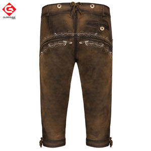 Venta caliente Nuevo estilo MHF Bavarian Classic Long Lederhosen Brown Men Authentic German Lederhosen Shorts para hombres - Product Image 4