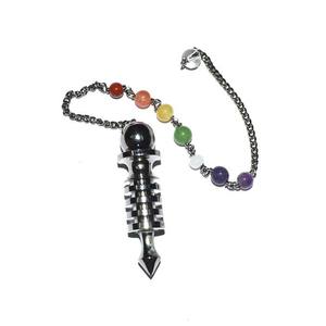 Pendule en métal noir avec chaîne Chakra, petit Point à puces, 1 pièce - Product Image 1