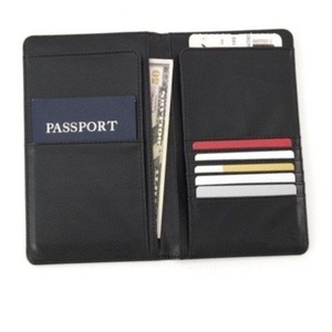 Portefeuille de voyage en cuir PU, couleur noire, prix de gros, - Product Image 1