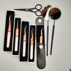 Pinzas de Extensión de Pestañas Doble Color Ombre 5 Piezas Con Asas de Espejo Y Tijeras Fabricadas En Acero Inoxidable Sostenible - Product Image 1