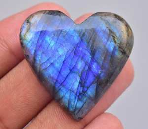 Pierres précieuses naturelles de Labradorite, Flash, pierre précieuse ample en forme de cœur - Product Image 3