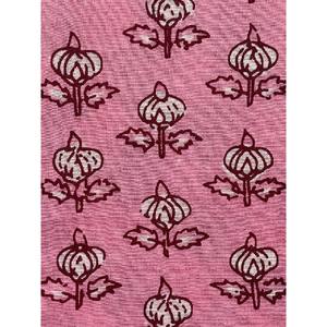 Watermelon Pink Current Red Print Lightweight Cotton Polyester Fabric Indian Handblock Design by Yard Bags Covers Boy-Friendly - Product Image 6